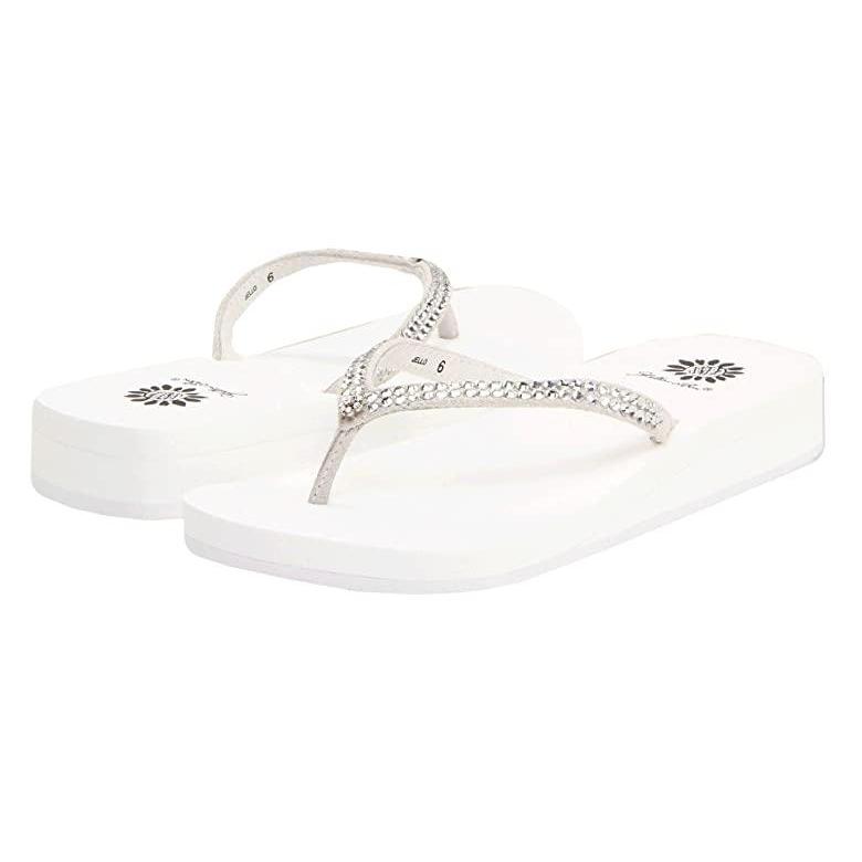 yellow box flip flops white