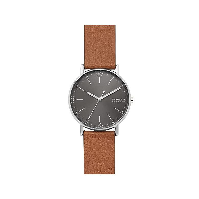 美品 Skw6578 ファッションウォッチ 時計 腕時計 メンズ Watch Men S Three Hand Signatur スカーゲン Silver Leather Brown 腕時計 メンズサイズ One Size Www Collectiviteslocales Fr