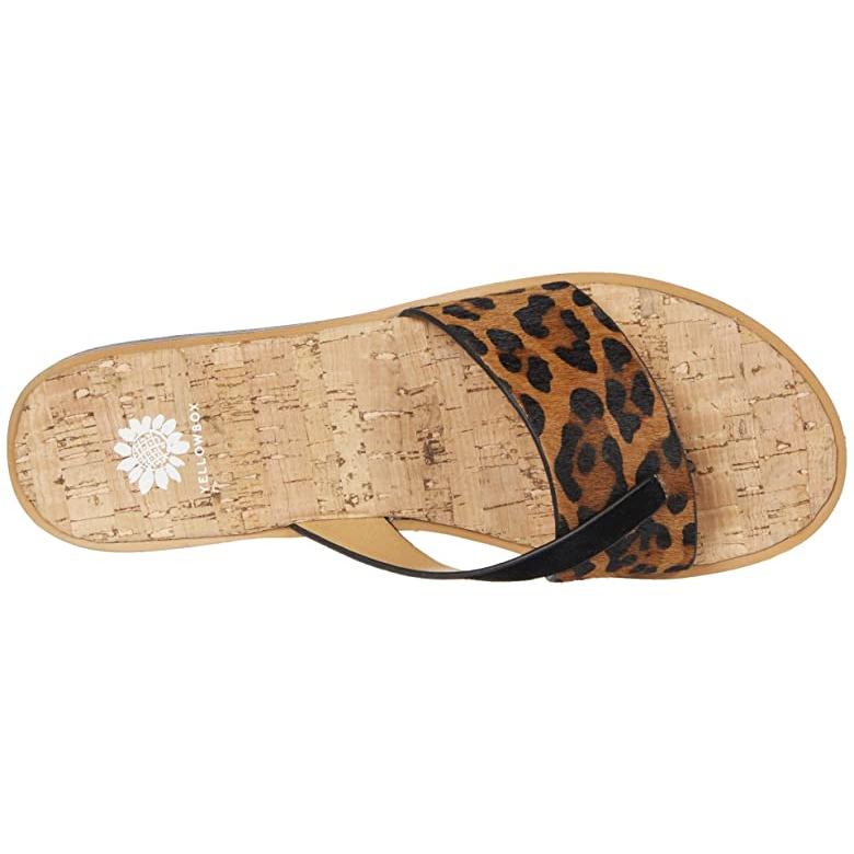 yellow box leopard flip flops