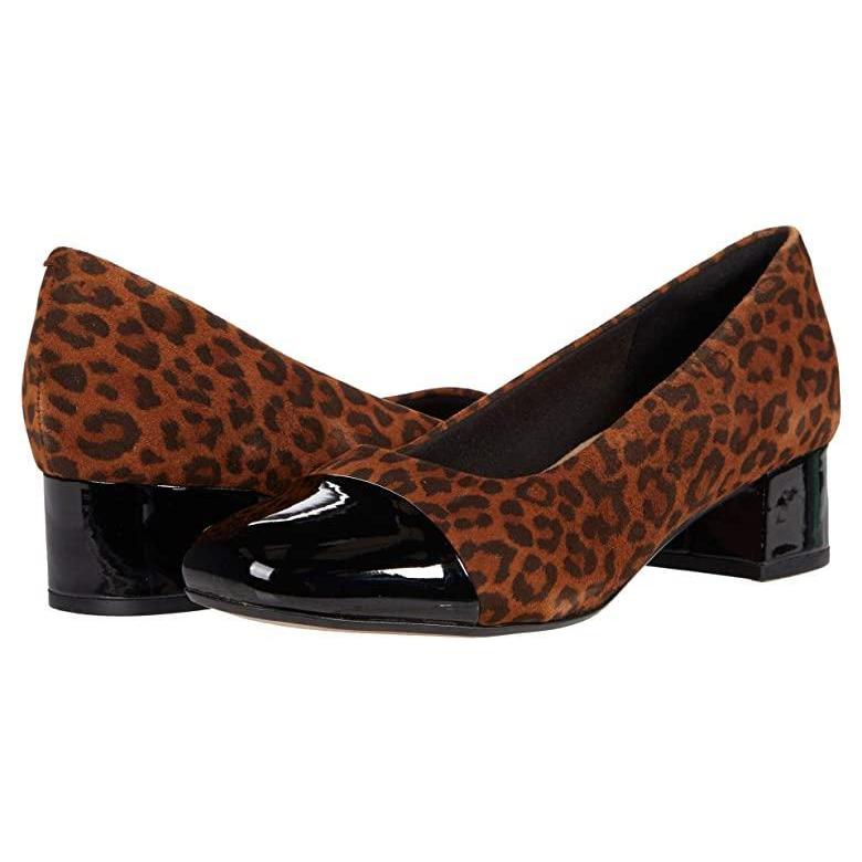 大流行中 クラークス Marilyn Sara レディース ヒール パンプス Dark Tan Leopard Suede シニアファッション Www Skylanceronline Com