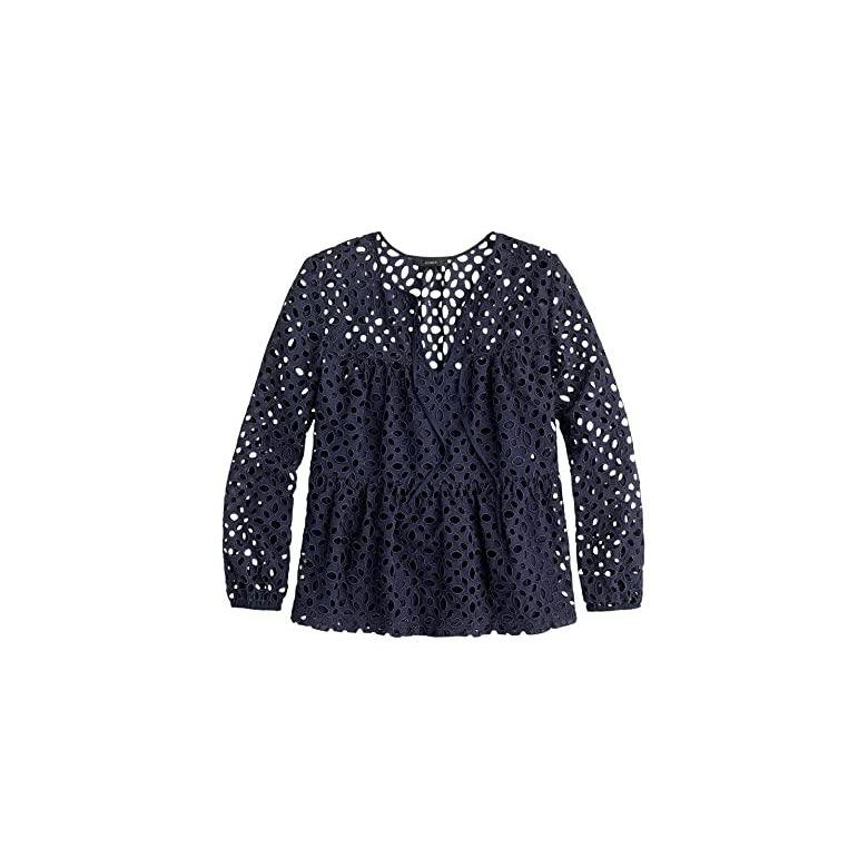オーダー受注生産 J Crew Ibreena Blouse In Florence Eyelet レディース シャツ トップス Navy 公式ショップ Www Superavila Com