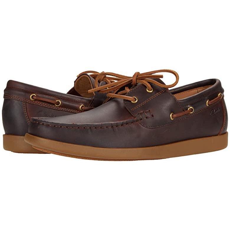 クラークス Ferius Coast メンズ ボートシューズ デッキシューズ Mahogany Leather お買い得モデル