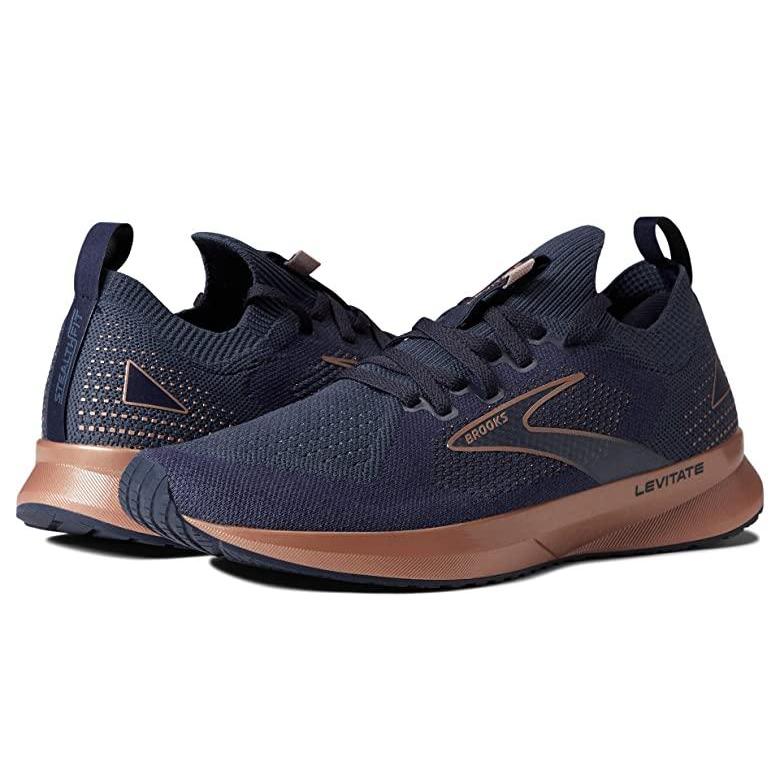 ブルックス Levitate Stealthfit 5 レディース スニーカー Peacoat Navy Copper