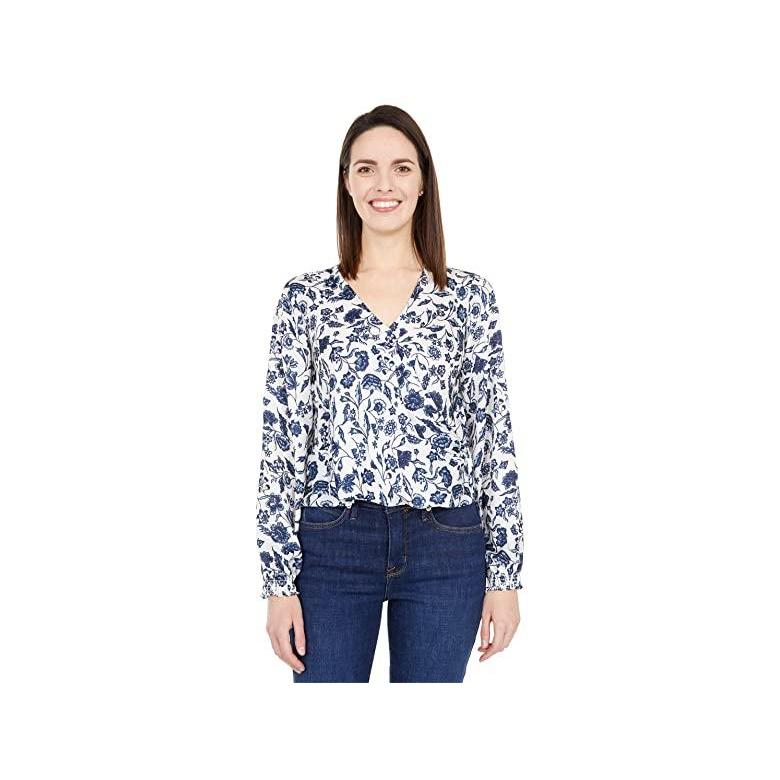 超人気の ラッキーブランド Surplice V Blouse レディース シャツ トップス Navy Multi 現金特価 Skylanceronline Com