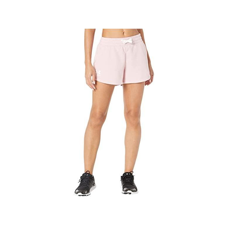 予約販売 アンダー アーマー Rival Fleece Shorts レディース ショートパンツ ズボン 半ズボン Retro Pink/White ショート、ハーフパンツ