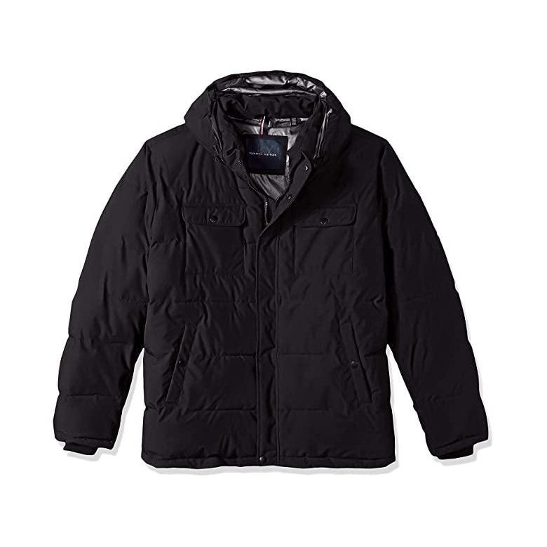 新到着 海外限定 日本未発売 Black アウター コート メンズ Jacket Puffer Hooded Pocket Two Nylon トミー ヒルフィガー ブランド 人気 新作 コート アウター
