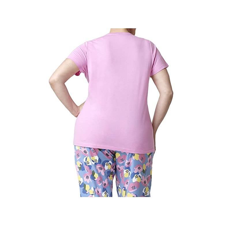お待たせ ヒュー Pink Cameo パジャマ 部屋着 レディース Tee Sleep Neck Scoop Sleeve Short パジャマ レディースサイズ Large Ciudadanoscampana Ar