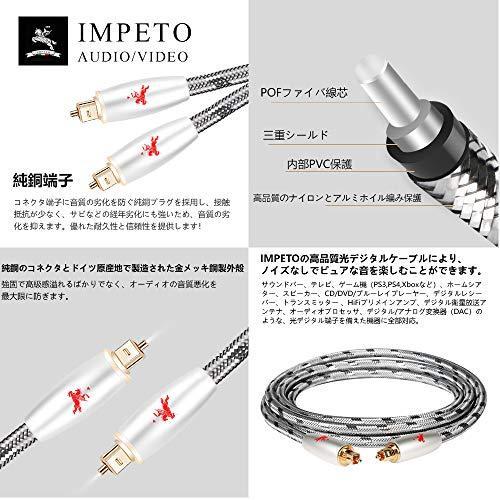 イタリアimpeto ドイツ製造光デジタルケーブル 角型プラグ オス オス Spdif ケーブル Toslink トスリンク ケーブル デジタル