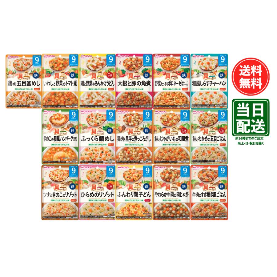 和光堂 離乳食 ベビーフード 具たっぷり グーグーキッチン 食べ比べセット (9か月頃から 全16種×1)（Yahoo!・イロドリ健康百貨）