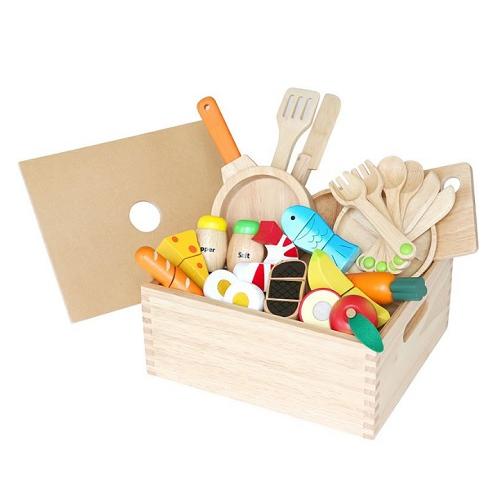 エドインターのPETIT MARCHE　食材いっぱい！ままごとフライパンセット　アルコール除菌OK　木製ままごとセット | エド・インター