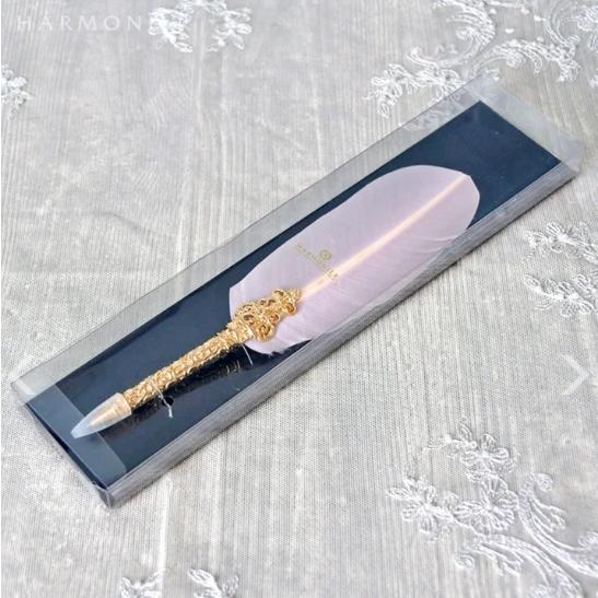 ハルモニア　クラシックフェザーペングレイ　ピンク/グレイ　アンティークな羽つきボールペン | HARMONIER | 01