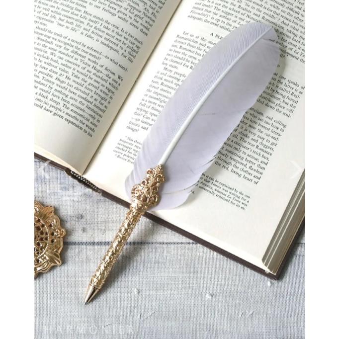 ハルモニア　クラシックフェザーペングレイ　ピンク/グレイ　アンティークな羽つきボールペン | HARMONIER | 02