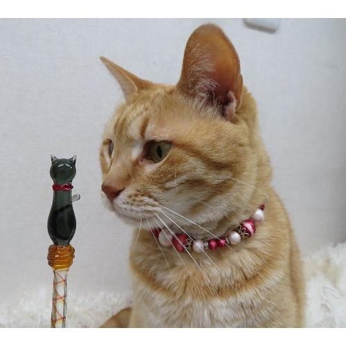 glasskaoria ガラスペン 黒猫 にゃんこペン グリーン グラスカオリア