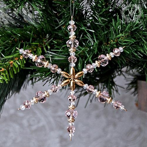 HARMONIER（ハルモニア） ビーズスノーフレークオーナメント/ピンク