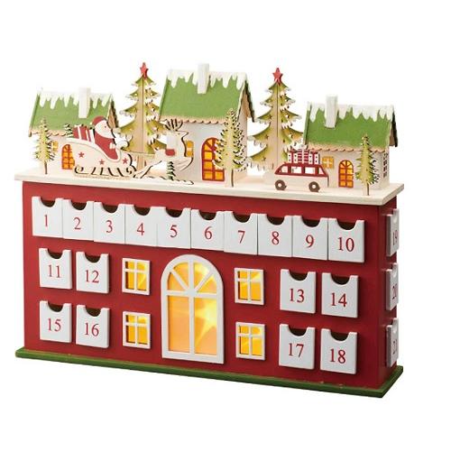 ストア・エキスプレス 木製 LEDアドベントカレンダー レッド＆グリーン