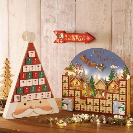 木製クリスマスLEDアドベントカレンダー 木製 LEDアドベントカレンダー サンタ クリスマス : 松枝ショップ