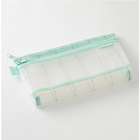 限定　メッシュペンポーチ チェック柄　ミドリ　緑(41850006) | MIDORI（文具） | 01