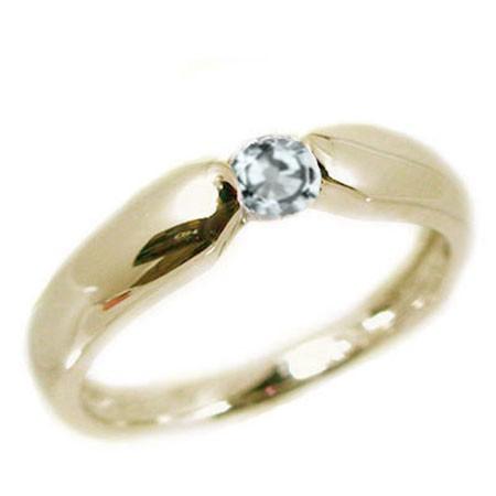 アクアマリン リング イエローゴールドk10 ピンキーリング k10 指輪 3月誕生石