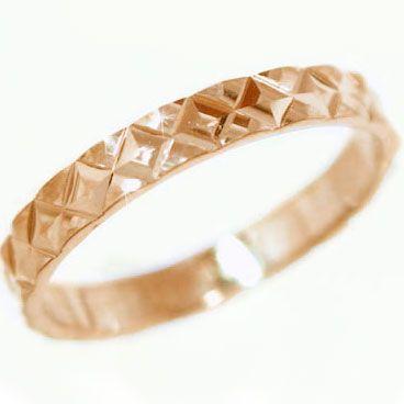 ピンクゴールド 結婚指輪 マリッジリング ダイヤカット ペアリング K10pg 指輪