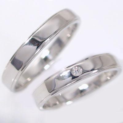 ダイヤモンド ホワイトゴールド ペアリング 結婚指輪 マリッジリング ペア 2本セット K18wg 指輪 ダイヤ 0.02ct 平打ちストレートライン ストレート カップル｜ma38｜06