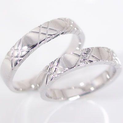 プラチナ ダイヤモンド 結婚指輪 マリッジリング ペアリング ペア 2本セット Pt900 指輪 ダイヤ 0.015ct｜ma38