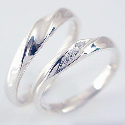 ダイヤモンド ホワイトゴールド ペアリング 結婚指輪 マリッジリング 2本セット k10wg ダイヤ 0.03ctストレート カップル