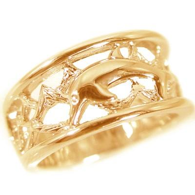 激安商品 ハワイアンジュエリー ドルフィンリング イルカ K18pg 指輪 ピンクゴールドK18 指輪