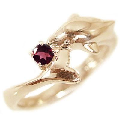 誕生石 ドルフィン リング ピンクゴールドk18 天然石 宝石 カラー  