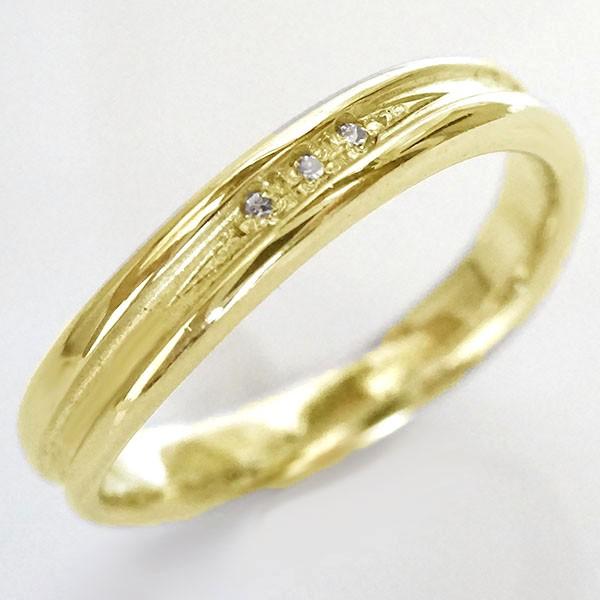 ダイヤモンド イエローゴールドk18 ペアリング 2本セット 結婚指輪 