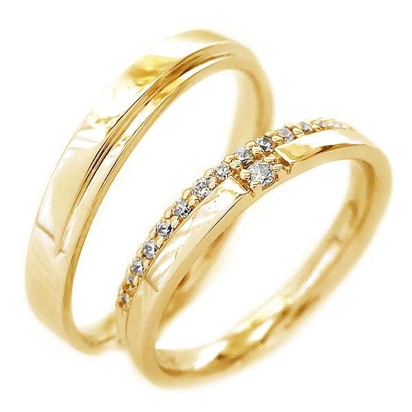 【特別セール品】 マリッジリング 結婚指輪 ペア2本セット ダイヤモンド ペアリング ピンクゴールドK18 K18pg カップル ストレート 0.12ct ダイヤ ペアリング