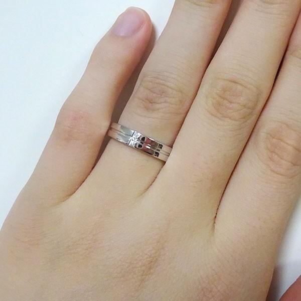 幅広 クロス プラチナ ペアリング ダイヤモンド 2本セット 結婚指輪