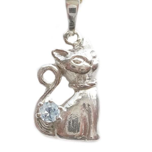 ネコ ペンダント ネックレス プラチナ900 6月誕生石 ブルームーンストーン Pt900 ねこ 猫