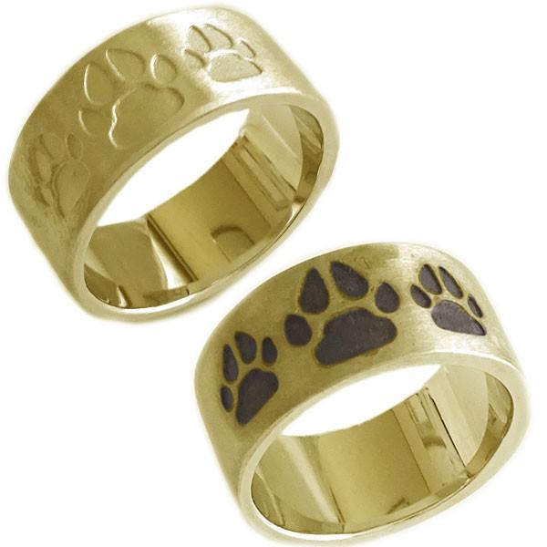 イエローゴールド K18 ペアリング イヌの肉球 結婚指輪 マリッジリング ペア2本セット K18 指輪 :180419m71y:MAオリジン