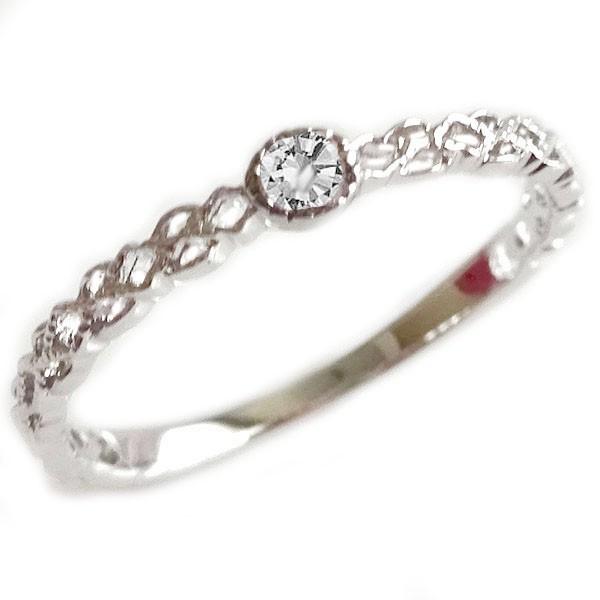 ピンキーリング ダイヤモンド ホワイトゴールド K18 レディース ダイヤ  