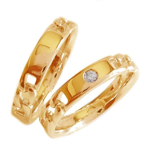 ピンクゴールド K10 ペアリング ダイヤモンド 結婚指輪 マリッジリング 2本セット K10pg｜ma38