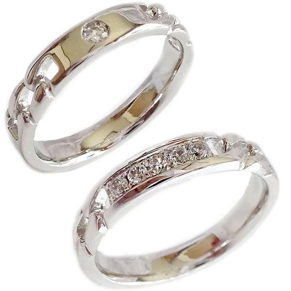 ホワイトゴールドk10 ペアリング ダイヤモンド 結婚指輪 マリッジリング 2本セット K10wg｜ma38