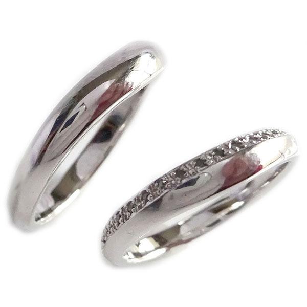 結婚指輪 ホワイトゴールド K10 マリッジリング ペアリング ダイヤモンド 2本セット K10wg ダイヤ