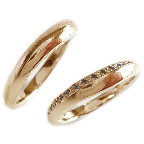 結婚指輪 ピンクゴールド K10 マリッジリング ペアリング ダイヤモンド 2本セット K10pg ダイヤ