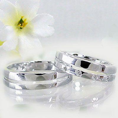 ダイヤモンド ホワイトゴールド ペアリング 結婚指輪 マリッジリング 2