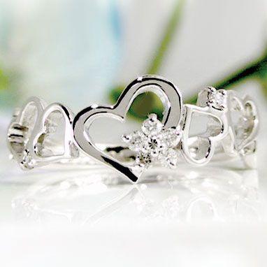 K18YG ハート ダイヤモンド リング 0.07CT