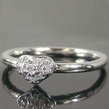 ピンキーリング ハート ダイヤモンドリングホワイトゴールド K10wg指輪  