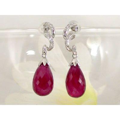 ルビー ピアス ダイヤモンド ホワイトゴールド ７月誕生石 ブリオレット K18wg