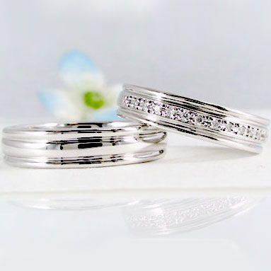 プラチナ ダイヤモンド ペアリング 結婚指輪 マリッジリング 一文字 2 