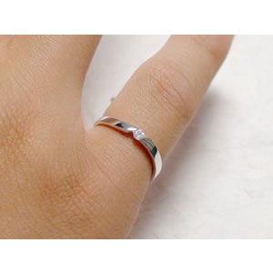 ダイヤモンド ホワイトゴールド k18 ピンキーリング 一粒 K18wg 指輪  