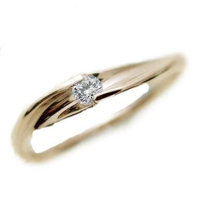ピンキーリング ダイヤモンド イエローゴールドk10 指輪 一粒 ダイヤ  