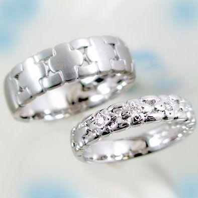 ダイヤモンド プラチナ 結婚指輪 ペアリング マリッジリング 幅広 クロス 2本セット Pt900 指輪 ダイヤ 0.07ct｜ma38