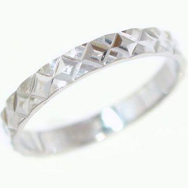 ホワイトゴールド ダイヤカット加工 ペアリング 結婚指輪 ピンキーリング K18wg 指輪 ストレート カップル｜ma38