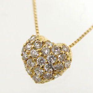 ダイヤモンド ネックレス イエローゴールド ハート ペンダント K18YG ダイヤ 0.2ｃt