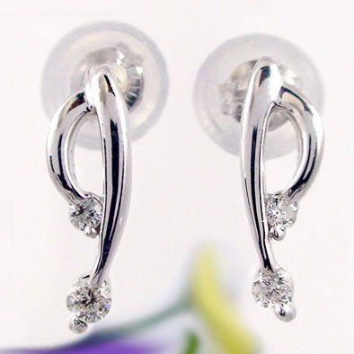 ダイヤモンド ピアス ホワイトゴールド ダイヤピアス K10wg ダイヤ 