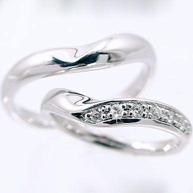【テレビで話題】 V字ライン マリッジリング 結婚指輪 ペアリング ホワイトゴールド ダイヤモンド 2本セット 0.08ct ダイヤ 指輪 K18wg ペアリング